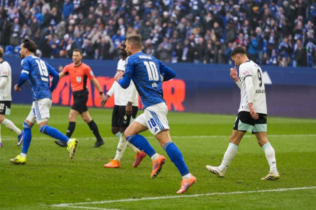 Germany Soccer 2 Bundesliga, Season 2025 26, 19 Matchday FC Schalke 04 vs 1 FC Kaiserslautern, 25 01 2026, Veltins Arena Gelsenkirchen, North Rhine-Westphalia Cheer Goal celebration Goal 1 2 by Edin Džeko, Edin Dzeko FC Schalke 04, 10 Copyright: xLeonxFrickx