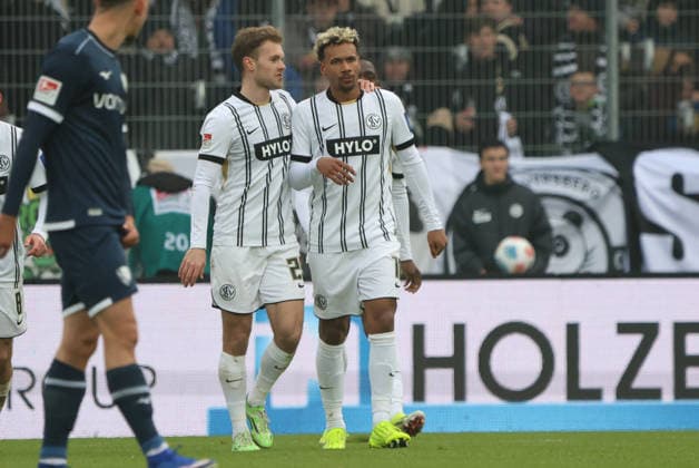 25 01 2026, Football, Men, 2 Bundesliga, Season 2025 2026, SV 07 Elversberg VfL Bochum 1848, Bambase Conte SV 07 Elversberg , Tom Zimmerschied SV 07 Elversberg Elversberg Ursapharm Arena an der Kaiserlinde Saarland Germany DEU Copyright: xSebastianxBachx