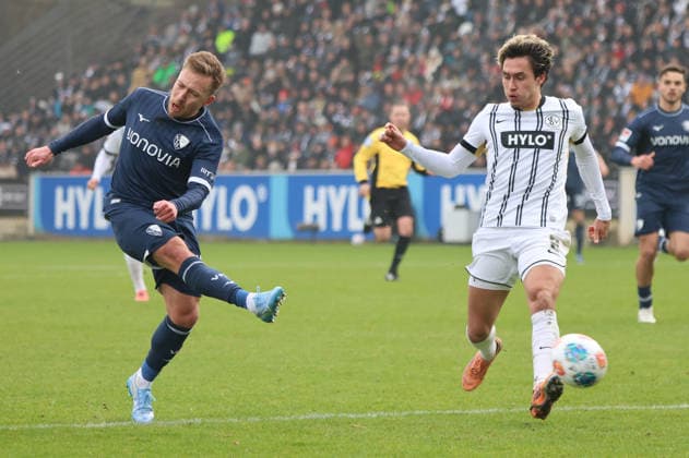 25 01 2026, Football, Men, 2 Bundesliga, Season 2025 2026, SV 07 Elversberg VfL Bochum 1848, Nicholas Mickelson SV 07 Elversberg , Felix Passlack VfL Bochum 1848 Elversberg Ursapharm Arena an der Kaiserlinde Saarland Germany DEU Copyright: xSebastianxBachx