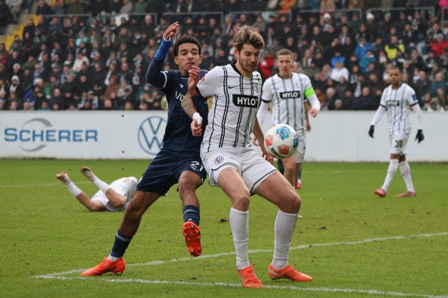 25 01 2026, Football, Men, 2 Bundesliga, Season 2025 2026, SV 07 Elversberg VfL Bochum 1848, Maximilian Rohr SV 07 Elversberg , Francis Onyeka VfL Bochum 1848 Elversberg Ursapharm Arena an der Kaiserlinde Saarland Germany DEU Copyright: xSebastianxBachx