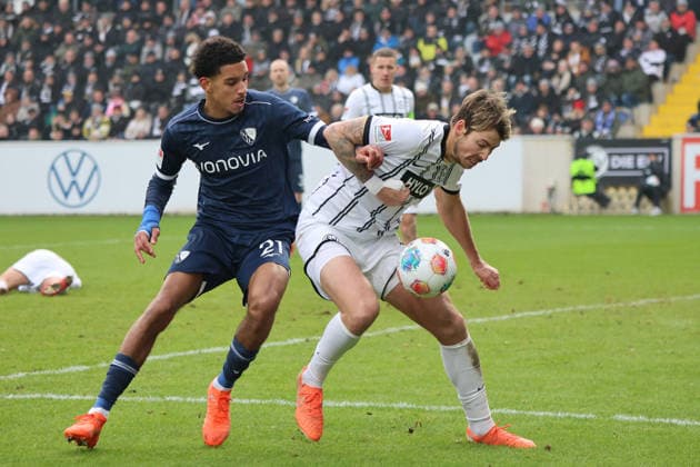25 01 2026, Football, Men, 2 Bundesliga, Season 2025 2026, SV 07 Elversberg VfL Bochum 1848, Maximilian Rohr SV 07 Elversberg , Francis Onyeka VfL Bochum 1848 Elversberg Ursapharm Arena an der Kaiserlinde Saarland Germany DEU Copyright: xSebastianxBachx