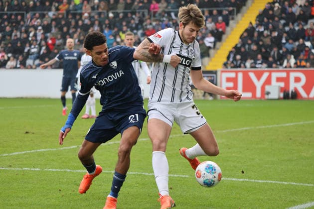 25 01 2026, Football, Men, 2 Bundesliga, Season 2025 2026, SV 07 Elversberg VfL Bochum 1848, Maximilian Rohr SV 07 Elversberg , Francis Onyeka VfL Bochum 1848 Elversberg Ursapharm Arena an der Kaiserlinde Saarland Germany DEU Copyright: xSebastianxBachx