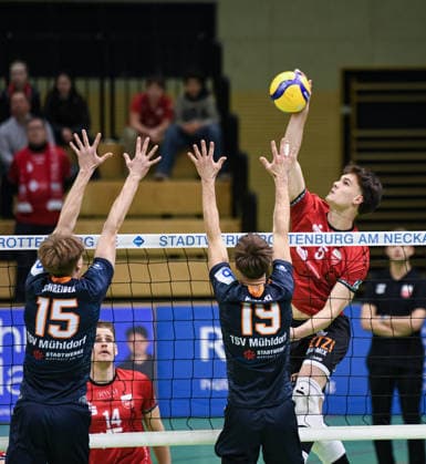 Volleyball 2 Bundesliga Season 2025 2026 TV Rottenburg TSV Muehldorf 24 01 2026 David Dornauf re, TV Rottenburg