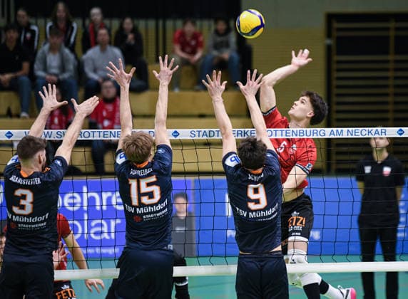 Volleyball 2 Bundesliga Season 2025 2026 TV Rottenburg TSV Muehldorf 24 01 2026 David Dornauf re, TV Rottenburg