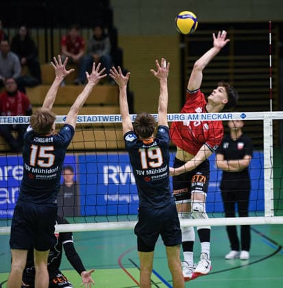 Volleyball 2 Bundesliga Season 2025 2026 TV Rottenburg TSV Muehldorf 24 01 2026 David Dornauf re, TV Rottenburg