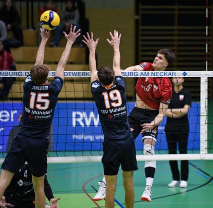 Volleyball 2 Bundesliga Season 2025 2026 TV Rottenburg TSV Muehldorf 24 01 2026 David Dornauf re, TV Rottenburg