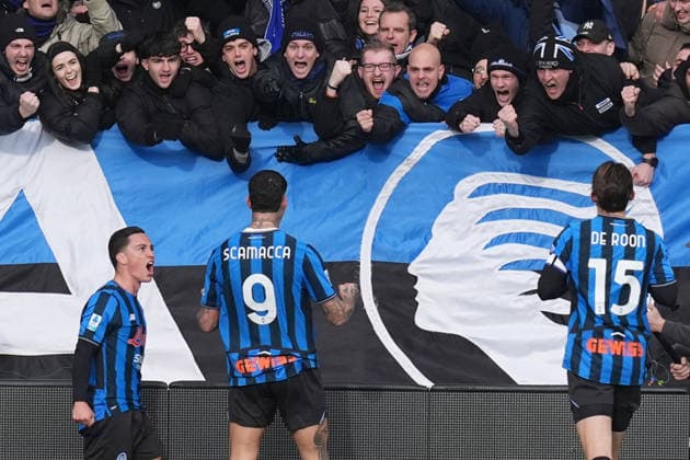 Atalanta™s Gianluca Scamacca celebrates after scoring 1-0 during the Serie A soccer match between Atalanta and Parma at the New Balance Stadium in Bergamo , north Italy - Sunday , January 25 , 2026. - Soccer .  Copyright: xSpada LaPressex