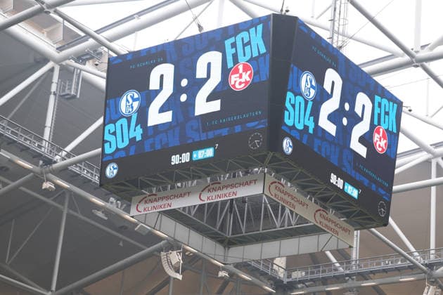 25 01 2026, xrekx, Soccer 2 Bundesliga, FC Schalke 04 1 FC Kaiserslautern v l End Scoreboard, Videowall, Scoreboard, Info, Advertising DFL DFB REGULATIONS PROHIBIT ANY USE OF PHOTOGRAPHS as IMAGE SEQUENCES and or QUASI VIDEO Gelsenkirchen