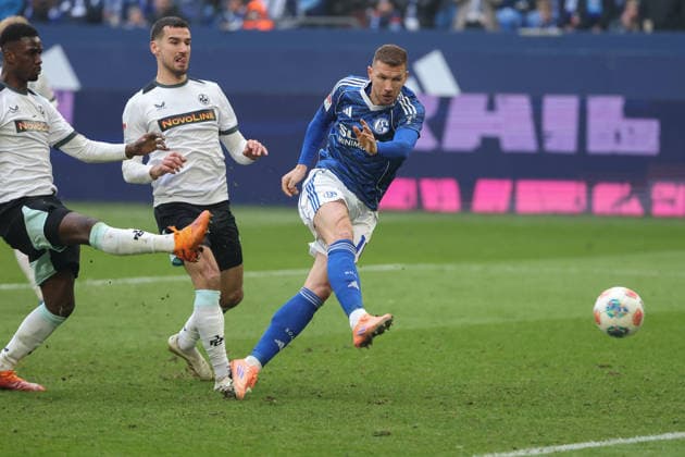 2 Bundesliga FC Schalke 04 1 FC Kaiserslautern on 25 01 2026 at the Veltins Arena in Schalke Edin Dzeko Schalke 10 scores the goal to make it 1 - 2 MH