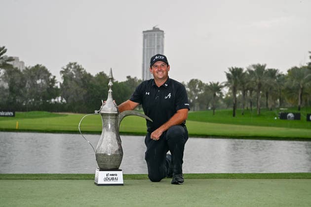 Hero Dubai Desert Classic 2026 DUBAI, UNITED ARAB EMIRATES - JANUARY 25: American golfer Patrick Reed wins the trophy after competing against Spanish golfer David Puig (not seen) in the fourth and final round of the Hero Dubai Desert Classic 2026 at Emirates Golf Club in Dubai, United Arab Emirates on January 25, 2026. Waleed Zein Anadolu Dubai United Arab Emirates. Editorial use only. Please get in touch for any other usage.  Copyright: x2026xAnadoluxWaleedxZeinx