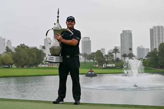 Hero Dubai Desert Classic 2026 DUBAI, UNITED ARAB EMIRATES - JANUARY 25: American golfer Patrick Reed wins the trophy after competing against Spanish golfer David Puig (not seen) in the fourth and final round of the Hero Dubai Desert Classic 2026 at Emirates Golf Club in Dubai, United Arab Emirates on January 25, 2026. Waleed Zein Anadolu Dubai United Arab Emirates. Editorial use only. Please get in touch for any other usage.  Copyright: x2026xAnadoluxWaleedxZeinx