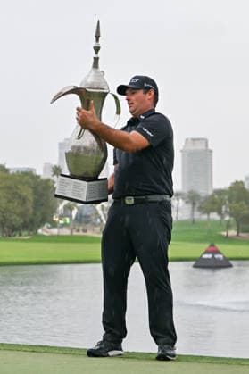 Hero Dubai Desert Classic 2026 DUBAI, UNITED ARAB EMIRATES - JANUARY 25: American golfer Patrick Reed wins the trophy after competing against Spanish golfer David Puig (not seen) in the fourth and final round of the Hero Dubai Desert Classic 2026 at Emirates Golf Club in Dubai, United Arab Emirates on January 25, 2026. Waleed Zein Anadolu Dubai United Arab Emirates. Editorial use only. Please get in touch for any other usage.  Copyright: x2026xAnadoluxWaleedxZeinx
