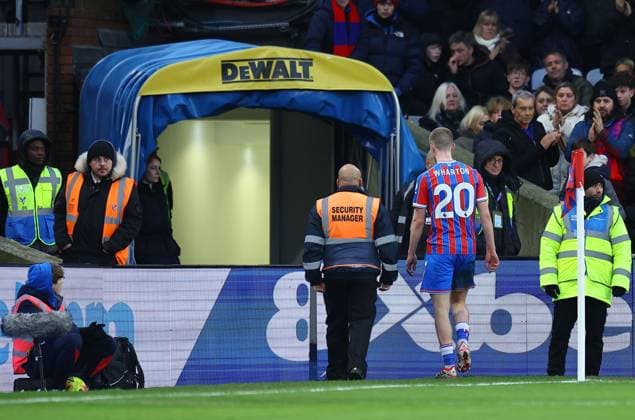 Adam Wharton of Crystal Palace leaves the pitch after receiving red card Crystal Palace v Chelsea, Premier League, Football, Selhurst Park, London, UK - 25 Jan 2026London Selhurst Park United Kingdom EDITORIAL USE ONLY No use with unauthorised audio, video, data, fixture lists, club league logos or live services. Online in-match use limited to 120 images, no video emulation. No use in betting, games or single club league player publications. Copyright: xMichaelxZemanek Shutterstockx 16426076bg
