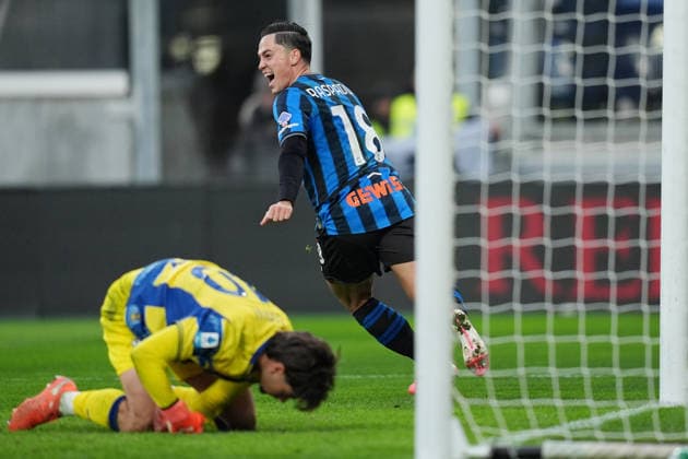 Atalanta™s Giacomo Raspadori celebrates after scoring 3-0 during the Serie A soccer match between Atalanta and Parma at the New Balance Stadium in Bergamo , north Italy - Sunday , January 25 , 2026. - Soccer .  Copyright: xSpada LaPressex