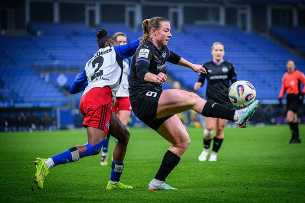 Soccer I Women I Season 2025 2026 I Bundesliga I 15 Matchday I Hamburger SV SGS Essen I 25 01 2026 Magou DoucourÃ 2, Hamburger SV , Ramona Maier 9, SGS Essen Hamburg Volksparkstadion Hamburg Germany Copyright: xLobecax xHenningxRohlfsx