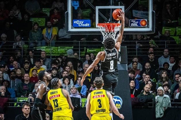 Basketball Berlin 25 01 2026 Season 2025 2026 EasyCredit BBL 1 Bundesliga Men, Men Alba Berlin BMA365 Bamberg Baskets Demarcus Demonia Bamberg, No 08