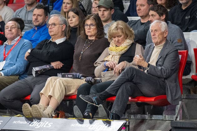 Managing Director of the Allianz Arena in Munich, Jürgen Muth, Bernd Rauch former Vice President FC Bayern Muenchen, FC Bayern Basketball vs Fitness First Wuerzburg Baskets, BBL, Main Round, 25 01 2026 Muenchen Bayern Germany Copyright: xkolbert-press UlrichxGamelx