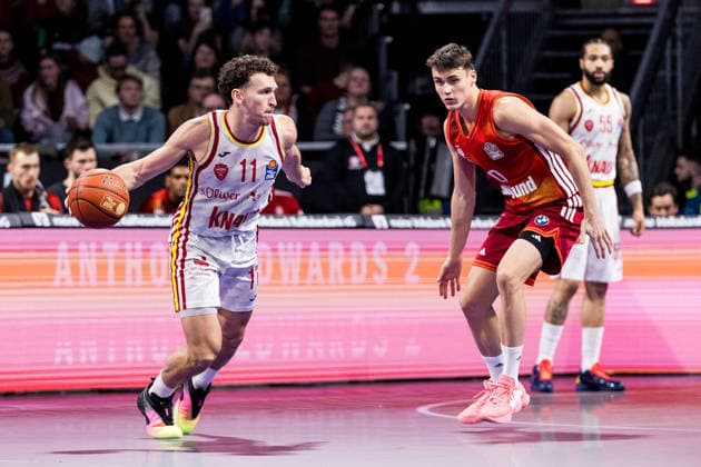 easyCredit Basketball Bundesliga, FC Bayern München Fitness First Würzburg Baskets 25 01 2026 Brae Ivey Fitness First Würzburg Baskets, 11 on the ball, Neno Dimitrijevic FC Bayern München, 0 easyCredit Basketball Bundesliga, FC Bayern München Fitness First Würzburg Baskets Munich, BMW Park on 25 01 2026 Copyright: xBEAUTIFULxSPORTS Wunderlx