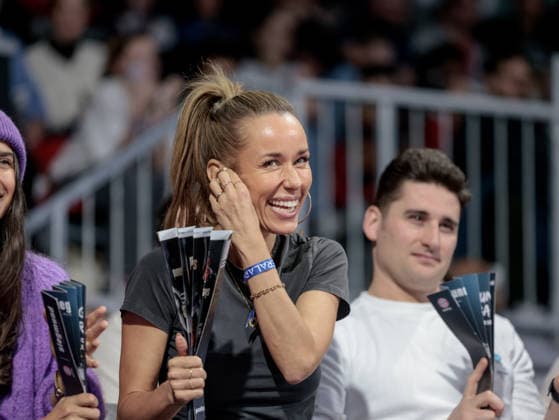 Germany Basketball, Basketball Bundesliga BBL 2025 26, 17 Matchday FC Bayern Basketball vs Fitness First Wuerzburg Baskets BMW Park Muenchen Annemarie Carpendale watches the basketball match FC Bayern vs Würzburg Baskets Copyright: xChristopherxRupprechtx