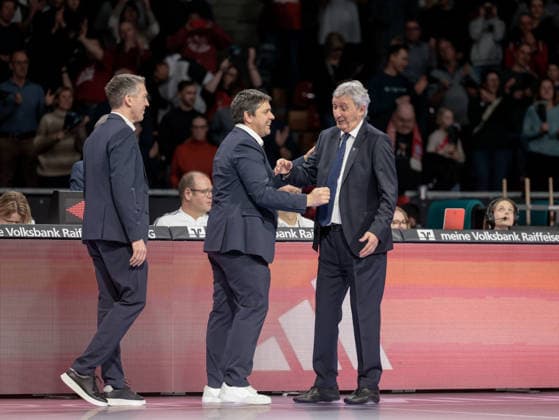 Germany Basketball, Basketball Bundesliga BBL 2025 26, 17 Matchday FC Bayern Basketball vs Fitness First Wuerzburg Baskets BMW Park Muenchen Svetislav Pesic Head Coach, FC Bayern Muenchen Sasa Filipovski Head Coach, Fitness First Wuerzburg Baskets Copyright: xChristopherxRupprechtx