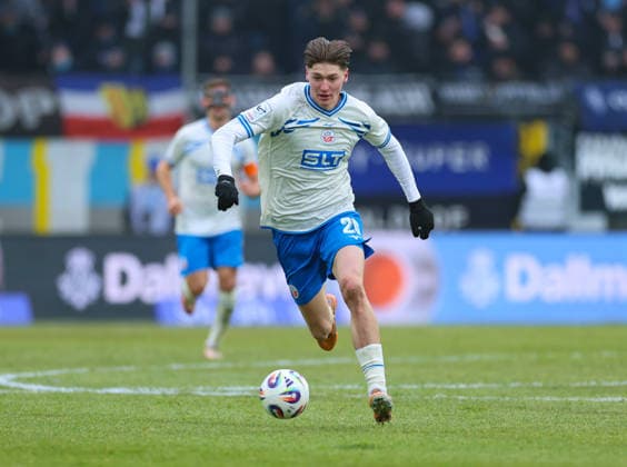 25 01 2026, Football 3 Liga, SV Waldhof Mannheim FC Hansa Rostock, emspor, bespor, sespor, v l , Ryan Naderi FC Hansa Rostock DFL DFB REGULATIONS PROHIBIT ANY USE OF PHOTOGRAPHS AS IMAGE SEQUENCES AND OR QUASI VIDEO xdcx Copyright: HMBxMedia Claus