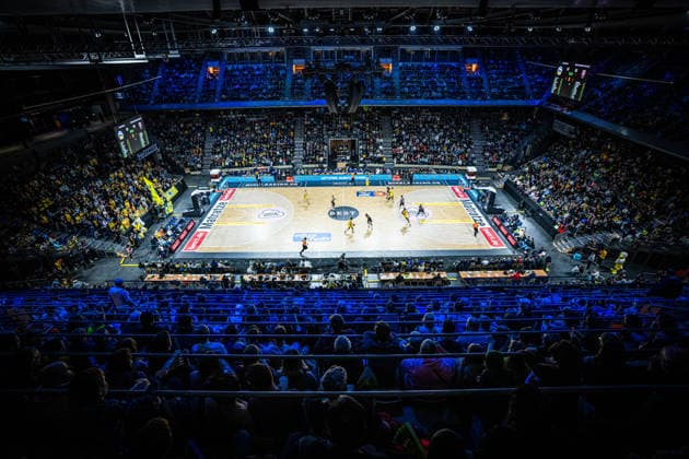 Basketball Berlin 25 01 2026 Season 2025 2026 EasyCredit BBL 1 Bundesliga Men, Men Alba Berlin BMA365 Bamberg Baskets Max Schmeling Halle Sports venue