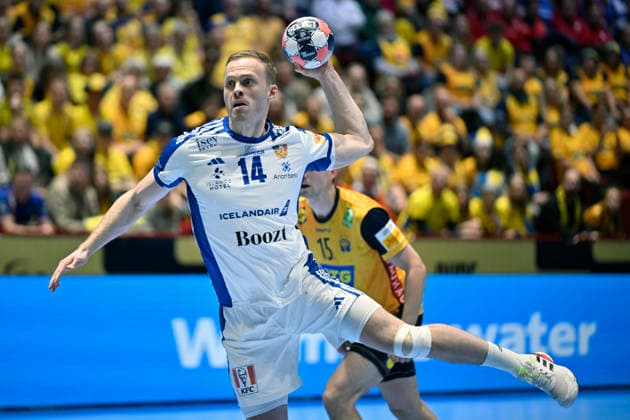 Icelands Omar Ingi Magnusson during the European Handball Championship intermediate round match between Iceland and Sweden at Malmö Arena, Malmö, Sweden, January 25, 2026 MALMÖ SWEDEN x50090x  Copyright: xJohanxNilsson TTx EHF EURO 2026 ICELAND-SWEDEN