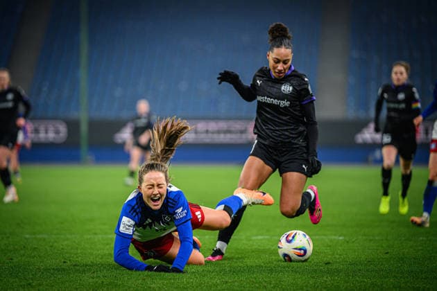 Soccer I Women I Season 2025 2026 I Bundesliga I 15 Matchday I Hamburger SV SGS Essen I 25 01 2026 Camilla Lindberg 47, Hamburger SV , Vanessa Fürst 8, SGS Essen Hamburg Volksparkstadion Hamburg Germany Copyright: xLobecax xHenningxRohlfsx