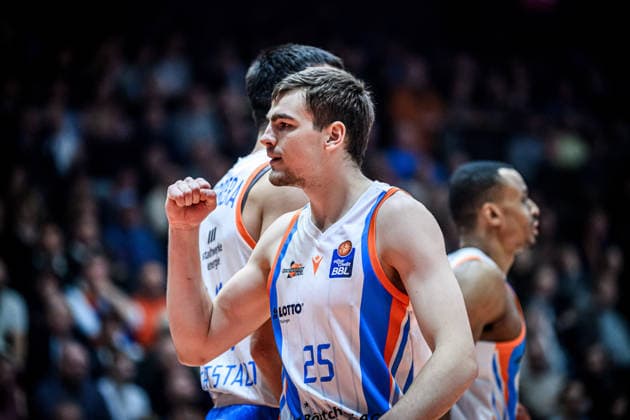 easycredit BBL Basketball Bundesliga 2025 2026 17 Matchday 25 01 2026 Science City Jena vs RASTA Vechta Lorenz Bank Jena , Emotion, Fist, Portrait Sparkassen Arena