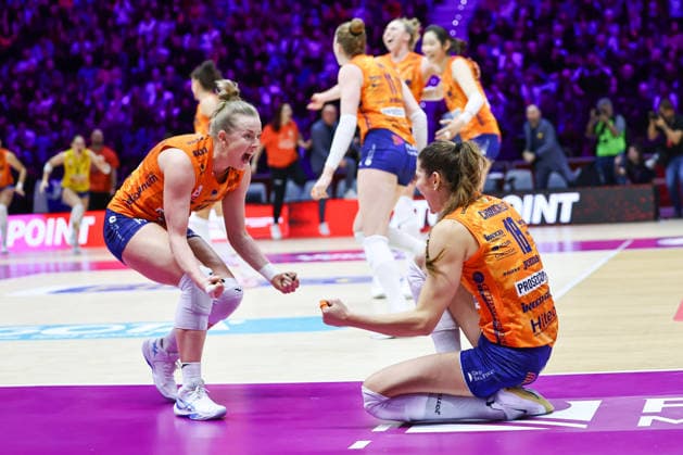 Exultation of Joanna Wolosz (Conegliano) and Cristina Chirichella (Conegliano) during Coppa Italia Frecciarossa Final 2026 match between Prosecco Doc Imoco Conegliano and Savino Del Bene Scandicci at Inalpi Arena, Torino, Italy on January 25, 2026 during Final - Prosecco Doc Imoco Conegliano vs Savino del Bene Scandicci, Volleyball Italian Women Cup match in Turin, Italy, January 25 2026  Copyright: xValerioxOrigo IPAxSportx xipa-agency.netx xx IPA_70556745 IPA_Agency_IPA70556745