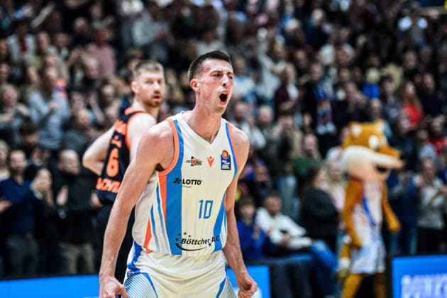easycredit BBL Basketball Bundesliga 2025 2026 17 Matchday 25 01 2026 Science City Jena vs RASTA Vechta Joe Wieskamp Jena , Emotion, Scream, Portrait Sparkassen Arena