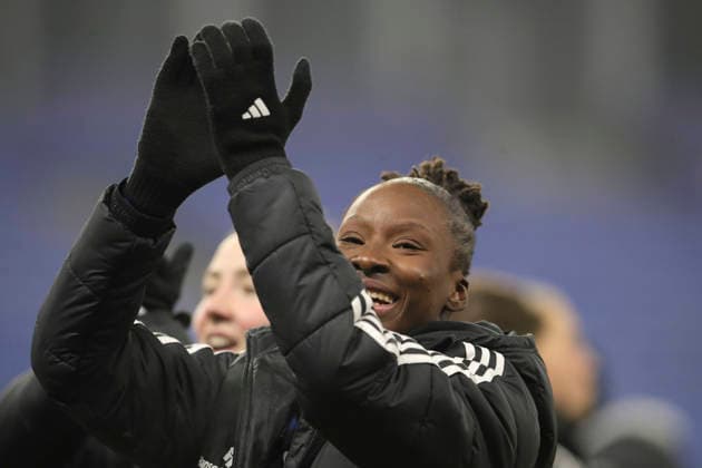 Photo cheering after the final whistle by the players of HSV , here celebrates newcomer Magou DOUCOURE HSV Fussball Pixel Bundesliga der Frauen am So 25 01 2026 15 Spieltag Hamburger SV SGS Essen