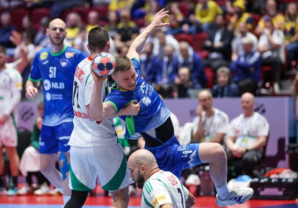 Slovenia v Hungary - MenÂ s EHF EURO 2026 MALMO, SWEDEN - JANUARY 25: Kristjan Horzen of Slovenia in action during the Men s EHF Euro 2026 match between Slovenia and Hungary at Malmo Arena on January 25, 2026 in Malmo, Sweden.  SanjinxStrukic PIXSELL