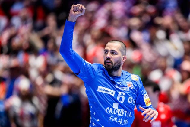 260125 Mario Sostaric of Croatia celebrates during the EHF European Handball Championship main round match between Switzerland and Croatia on January 25, 2026 in Malmö Photo Petter Arvidson BILDBYRAN kod PA PA1139 handball handball handball handballs em 2026 schweiz croatia ehf european handball championship switzerland kroatien bbeng grappa33 jubel  Copyright: PETTERxARVIDSON BB260125PA224