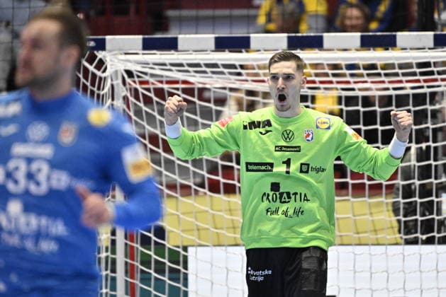 MALMÖ, SWEDEN 20260125 Croatia s goalkeeper Dominik Kuzmanovic in action during the 2026 EHF European Men s Handball Championship the EHF Euro 2026 intermediate round match between Switzerland and Croatia at the Malmö Arena, in Malmö, Sweden, on January 25, 2026 MALMÖ SWEDEN x50090x  Copyright: xJohanxNilsson TTx EHF EURO 2026 SWITZERLAND-CROATIA