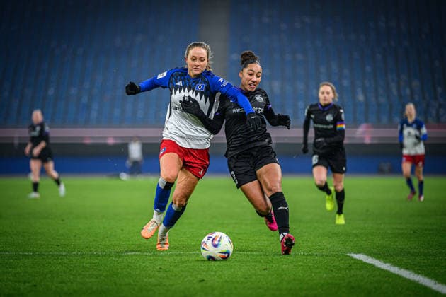Soccer I Women I Season 2025 2026 I Bundesliga I 15 Matchday I Hamburger SV SGS Essen I 25 01 2026 Camilla Linberg 47, Hamburger SV , Vanessa Fürst 8, SGS Essen Hamburg Volksparkstadion Hamburg Germany Copyright: xLobecax xHenningxRohlfsx