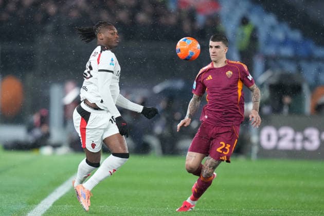 AC Milan™s Rafael Leao Roma™s Gianluca Mancini during the Serie A EniLive soccer match between Roma and Milan at the Rome s Olympic stadium, Italy - Sunday January 25, 2026 - Soccer ( Photo by Alfredo Falcone LaPresse )  Copyright: xAlfredoxFalcone LaPressex