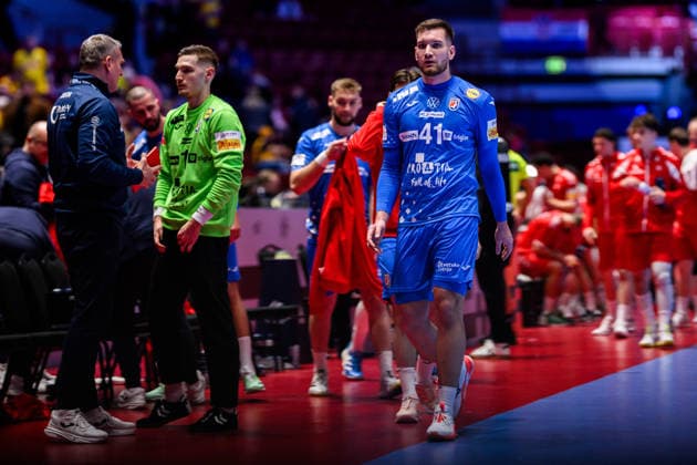 260125 Tin Lucin of Croatia looks dejected during the EHF European Handball Championship main round match between Switzerland and Croatia on January 25, 2026 in Malmö Photo Petter Arvidson BILDBYRAN kod PA PA1139 handball handball handball handballs em 2026 schweiz croatia ehf european handball championship switzerland kroatien bbeng grappa33 depp  Copyright: PETTERxARVIDSON BB260125PA239