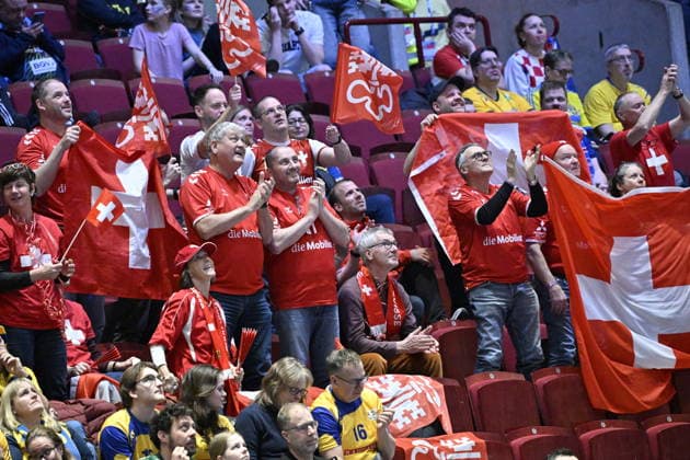 MALMÖ, SWEDEN 20260125 Switzerland s fans in action during the 2026 EHF European Men s Handball Championship the EHF Euro 2026 intermediate round match between Switzerland and Croatia at the Malmö Arena, in Malmö, Sweden, on January 25, 2026 MALMÖ SWEDEN x50090x  Copyright: xJohanxNilsson TTx EHF EURO 2026 SWITZERLAND-CROATIA