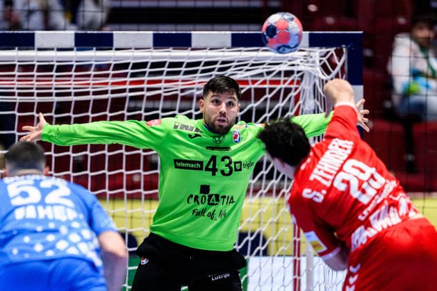 260125 Goalkeeper Dino Slavic of Croatia during the EHF European Handball Championship main round match between Switzerland and Croatia on January 25, 2026 in Malmö Photo Petter Arvidson BILDBYRAN kod PA PA1139 handball handball handball handballs em 2026 schweiz croatia ehf european handball championship switzerland kroatien bbeng grappa33  Copyright: PETTERxARVIDSON BB260125PA257