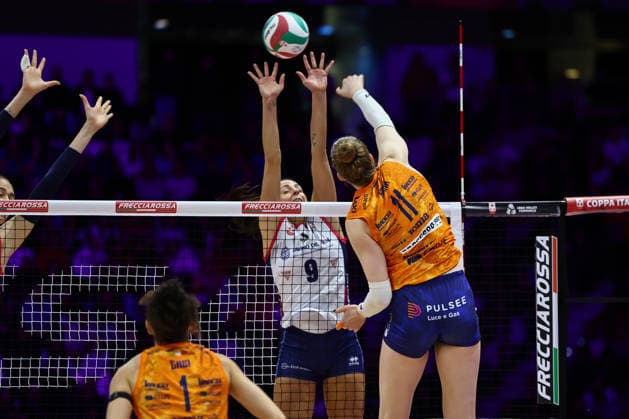 Attack of Isabelle Haak (Conegliano) during Coppa Italia Frecciarossa Final 2026 match between Prosecco Doc Imoco Conegliano and Savino Del Bene Scandicci at Inalpi Arena, Torino, Italy on January 25, 2026 during Final - Prosecco Doc Imoco Conegliano vs Savino del Bene Scandicci, Volleyball Italian Women Cup match in Turin, Italy, January 25 2026  Copyright: xValerioxOrigo IPAxSportx xipa-agency.netx xx IPA_70566060 IPA_Agency_IPA70566060