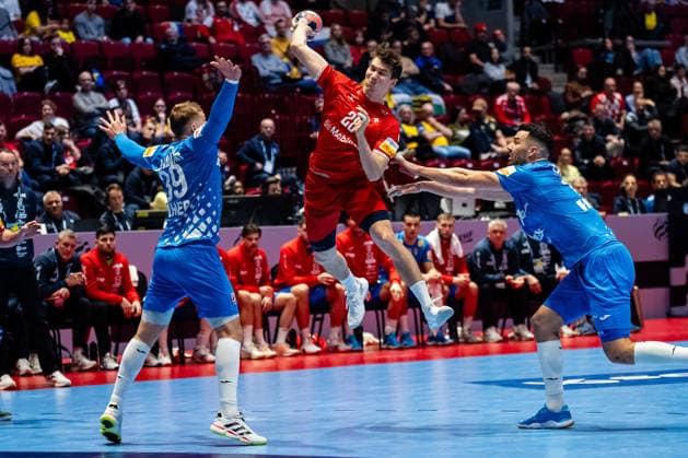 Switzerland v Croatia, EHF EURO 2026, Malmo, Sweden Malmo, Sweden. 25th of January, 2026. Luca Sigrist (28) of Switzerland seen during the mens EHF Euro 2026 match between Switzerland and Croatia at Malmo Arena in Malmo. Sweden, Malmo, Malmö Arena  Copyright: xGonzalesxPhoto TobiasxJorgensenx