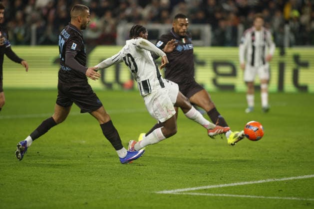 CALCIO - Serie A - Juventus FC vs SSC Napoli Jonathan David of Juventus FC scoring a goal during the Italian Serie A, 2025 2026 season football match between Juventus FC and SSC Napoli on 25 January 2026 at Allianz Stadium,Turin, Italy. Photo Nderim KACELI Turin Italy  Copyright: xIPAxSport ABACAx
