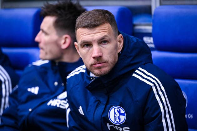 25 01 2026, Football, 2 Bundesliga, Season 2025 2026, Matchday 19, FC Schalke 04 1 FC Kaiserslautern, Substitute bench Edin Džeko Dzeko FC Schalke 04 , xRHR PHOTO YYx Copyright: KROEGER RHR-FOTOx RHR-FOTO YY