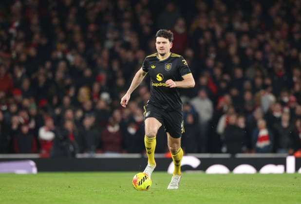 Harry Maguire (MU) at the Arsenal v Manchester United, ManU EPL match, at the Emirates Stadium, London, UK on 25th January, 2026. 