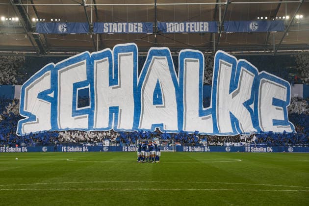 2 Bundesliga FC Schalke 04 1 FC Kaiserslautern on 25 01 2026 in the Veltins Arena on Schalke The Schalke fans in the north curve with a choreo, choreography, choreography MH
