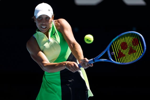 TENNIS AUSTRALIAN OPEN, Madison Keys in action during the Women™s 4th round match against compatriot Jessica Pegula of the USA on day 9 of the 2026 Australian Open tennis tournament at Melbourne Park in Melbourne, Monday, January 26, 2026. ( NO ARCHIVING MELBOURNE VICTORIA AUSTRALIA  Copyright: xROBxPREZIOSOx 20260126167731129065
