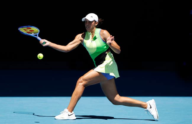 TENNIS AUSTRALIAN OPEN, Madison Keys in action during the Women™s 4th round match against compatriot Jessica Pegula of the USA on day 9 of the 2026 Australian Open tennis tournament at Melbourne Park in Melbourne, Monday, January 26, 2026. ( NO ARCHIVING MELBOURNE VICTORIA AUSTRALIA  Copyright: xROBxPREZIOSOx 20260126136622414120