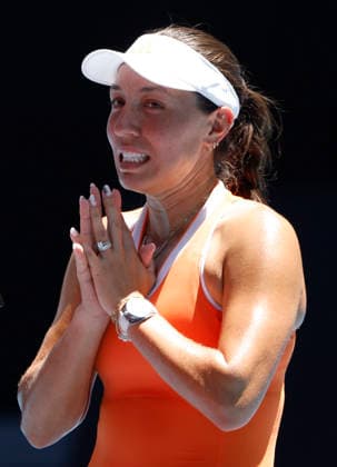 TENNIS AUSTRALIAN OPEN, Jessica Pegula of the USA celebrates winning the Women™s 4th round match against compatriot Madison Keys on day 9 of the 2026 Australian Open tennis tournament at Melbourne Park in Melbourne, Monday, January 26, 2026. ( NO ARCHIVING MELBOURNE VICTORIA AUSTRALIA  Copyright: xROBxPREZIOSOx 20260126135886844640