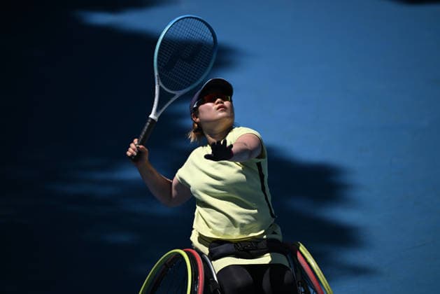 TENNIS AUSTRALIAN OPEN, Saki Takamuro of Japan in action during her 1st round wheelchair singles match against compatriot Momoko Ohtani on day 9 of the 2026 Australian Open tennis tournament at Melbourne Park in Melbourne, Monday, January 26, 2026. ( NO ARCHIVING MELBOURNE VICTORIA AUSTRALIA  Copyright: xJAMESxROSSx 20260126131544678710